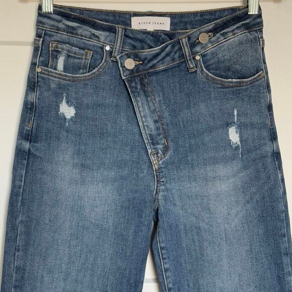 Risen Jeans Womens High Rise Crossover Tapered Jeans Size 5/27 - Picture 5 of 12